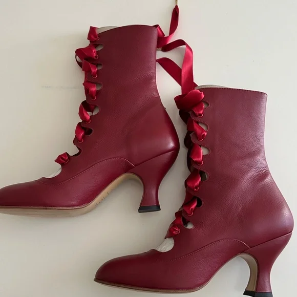 American Duchess Original Tango Boots Red Size 8 1/2 Worn Once - Picture 6 of 14